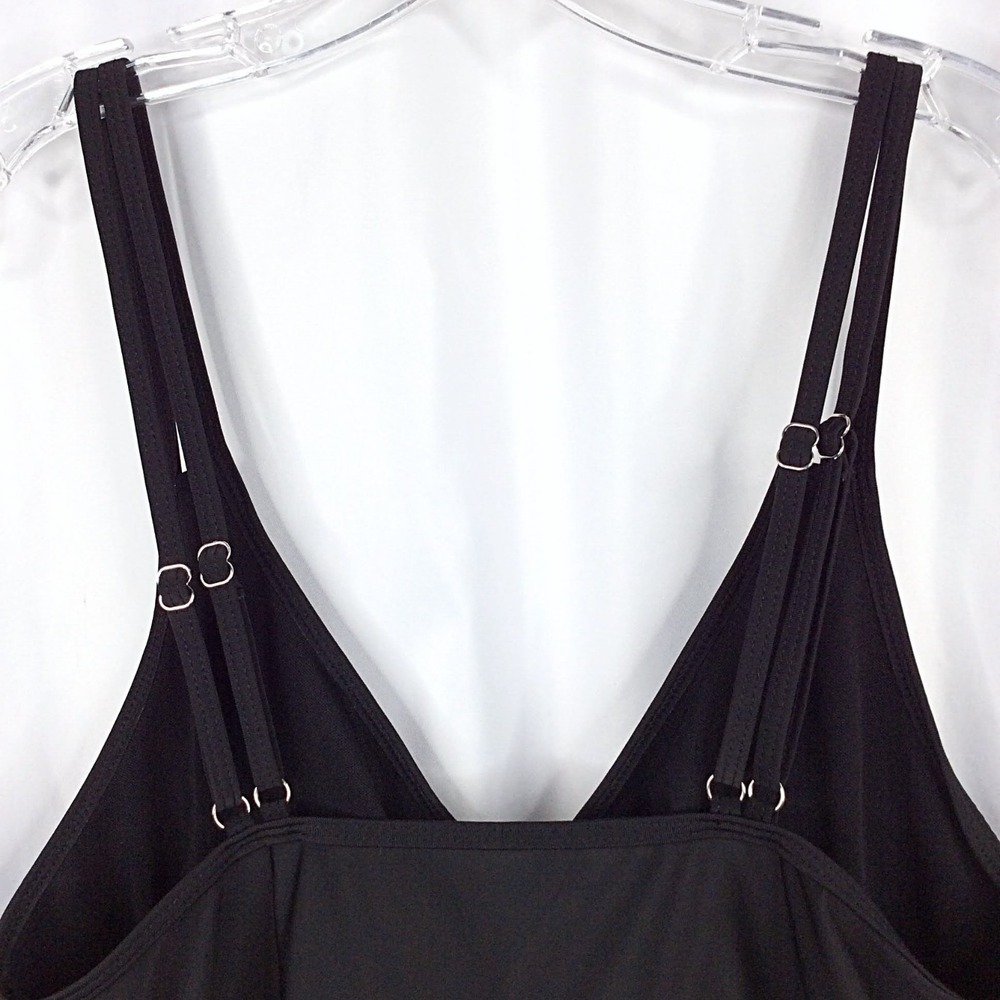 Women's 2PC Swimsuit Set Size 1XL Green Black Tankini Top Boyshorts Bottoms - Picture 9 of 15